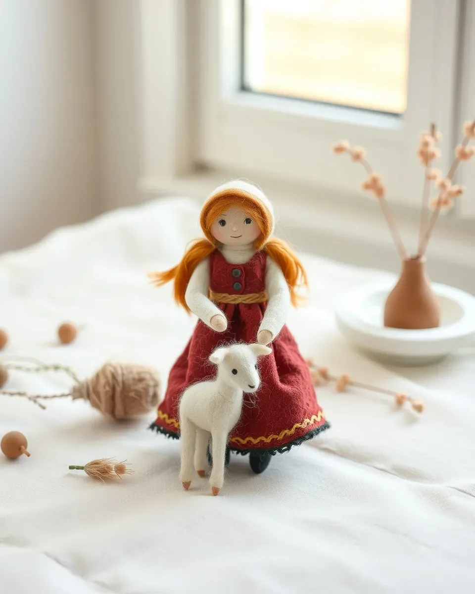 Doll Little Shepherdess — Needle felting