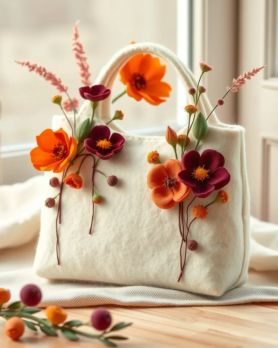 Felted bag Wildflowers — Wet felting