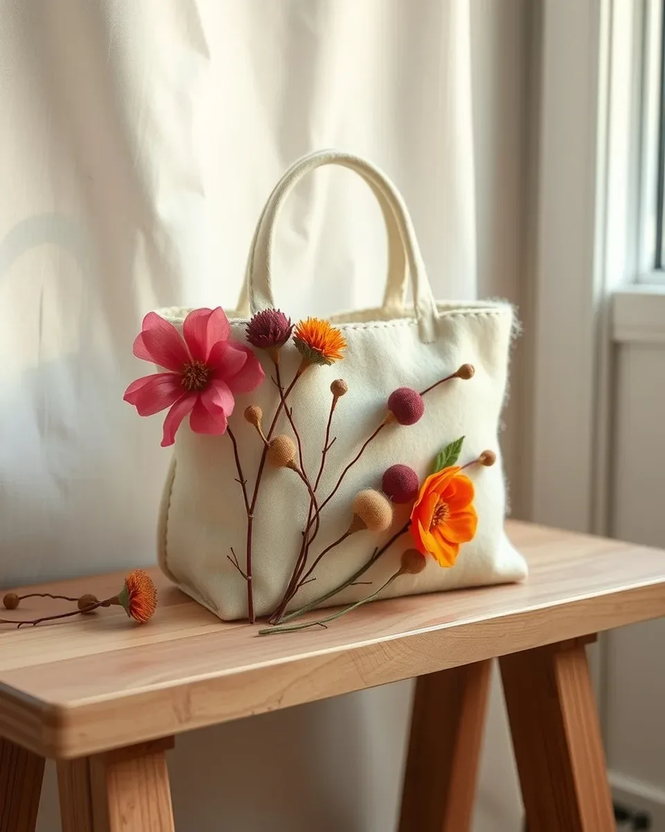 Felted bag Wildflowers — detail 3